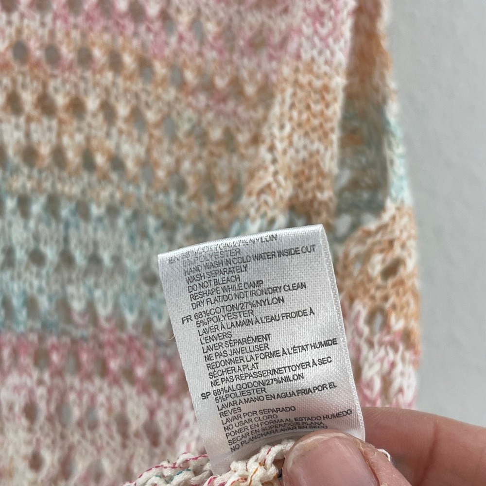 Crochet Tank Top‎ Womens XS Pastel Boho Festival Open Knit Coastal Cowgirl - Picture 4 of 9